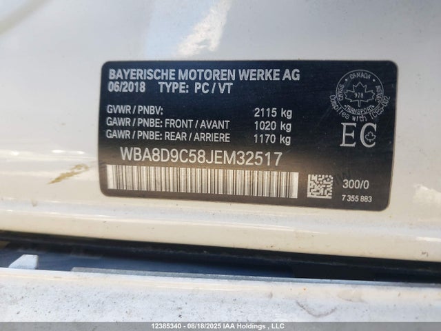 Aukcja sprzedaży 2018 Bmw 330i Xdrive, vin: WBA8D9C58JEM32517, numer aukcji: 12385340
