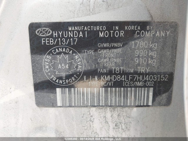 KMHD84LF7HU403152 Hyundai 2017
