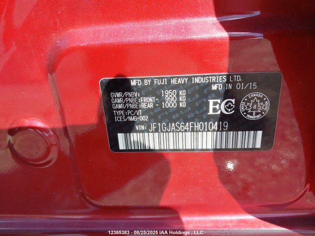 JF1GJAS64FH010419 Subaru 2.0l na