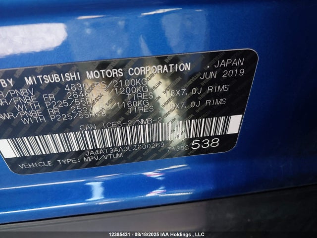 Mitsubishi tc/ic mivec 2020 JA4AT3AA9LZ600269 Image 9