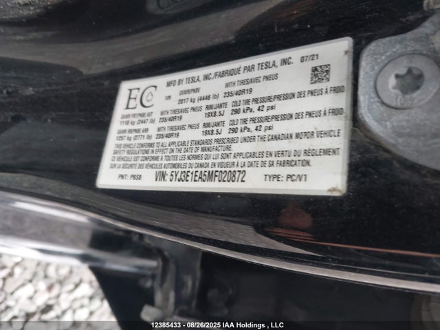 5YJ3E1EA5MF020872 Tesla MODEL 3