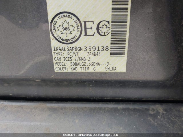 Nissan Altima 2016 1N4AL3AP8GN359138 Image 9