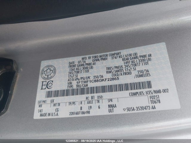 Ford 2016 2016 1FTMF1C88GKF22865 Image 9