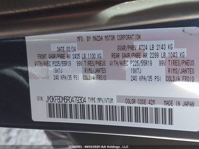 JM3KFBDM6R0479304 Mazda py cylinder deactivation