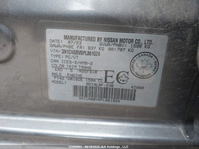 Nissan Versa 2023 3N1CN8BV0PL861524 Image 9