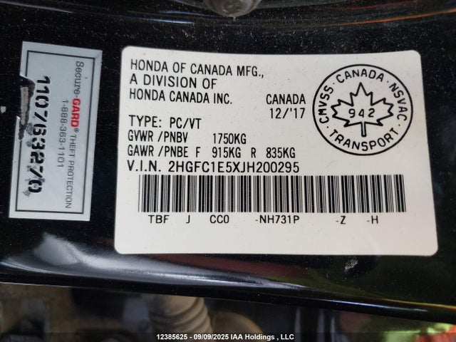 2HGFC1E5XJH200295 Honda l15b7