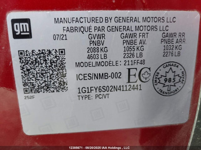 1G1FY6S02N4112441 Chevrolet Bolt Euv