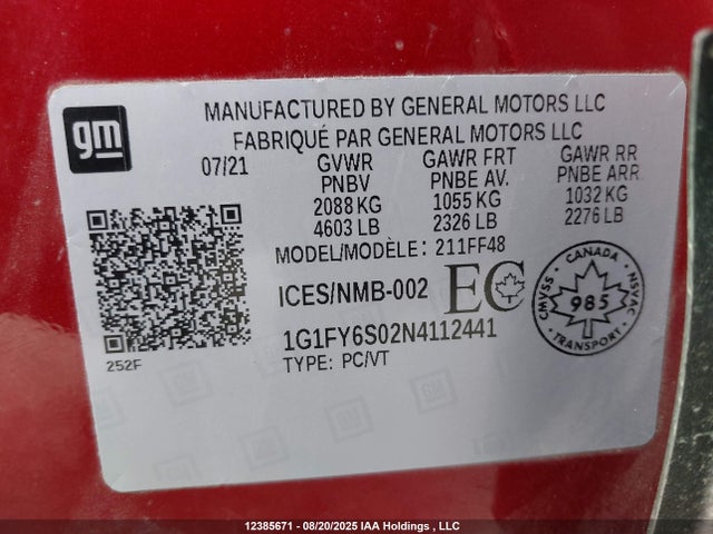 1G1FY6S02N4112441 Chevrolet Bolt Euv