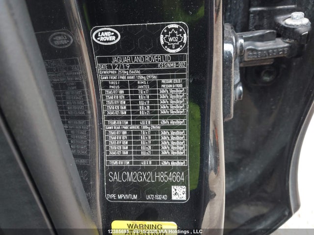 Land Rover aj20p 2020 SALCM2GX2LH854664 Image 9