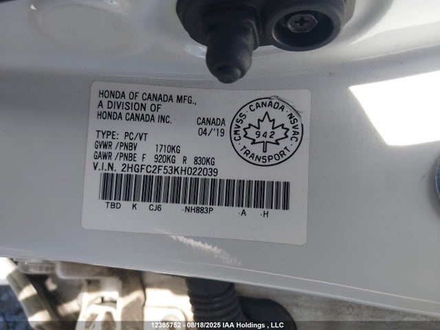 Honda k20c2 2019 2HGFC2F53KH022039 Image 9