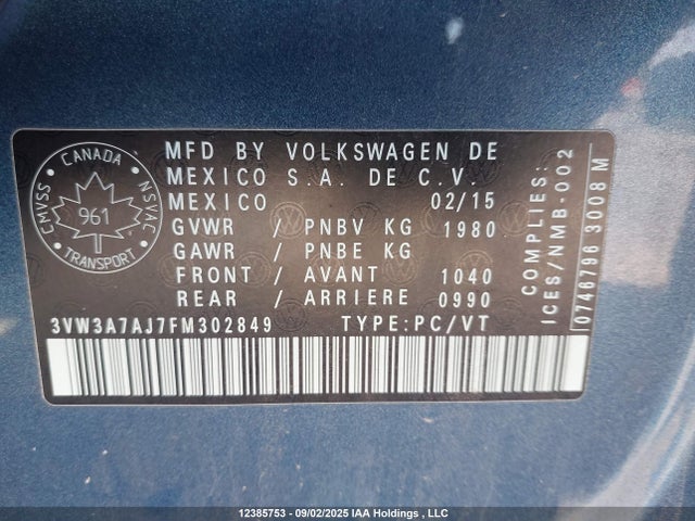 3VW3A7AJ7FM302849 Volkswagen Tdi