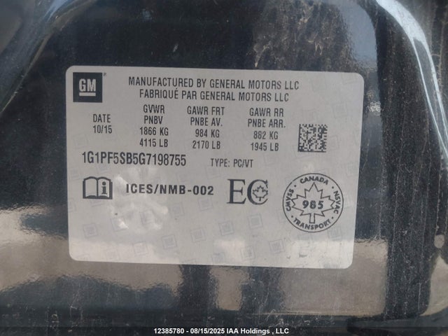 1G1PF5SB5G7198755 Chevrolet luv - vvt, alum, e85 max