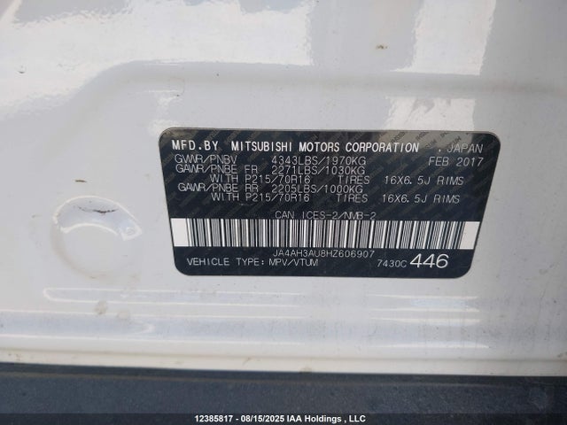 JA4AH3AU8HZ606907 Mitsubishi 2.0 dohc mivec