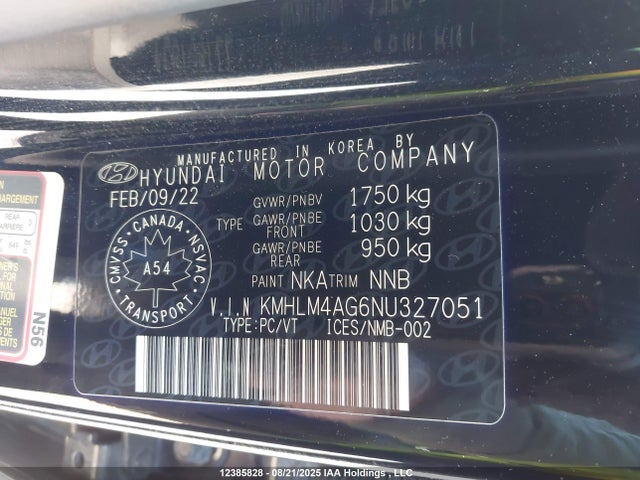 KMHLM4AG6NU327051 Hyundai mpi nu pe