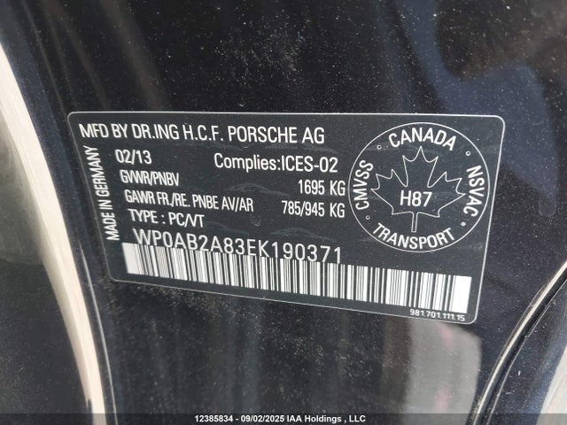 Porsche Cayman 2014 WP0AB2A83EK190371 Image 9