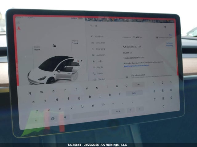 5YJ3E1EA9PF401385 Tesla MODEL 3