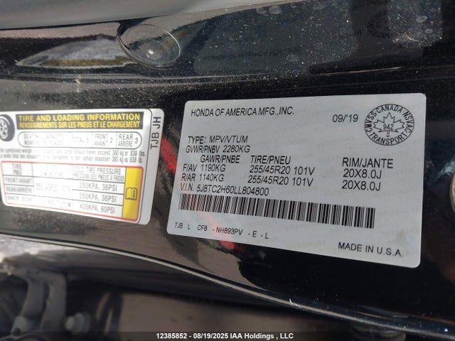 5J8TC2H60LL804800 Acura k20c4