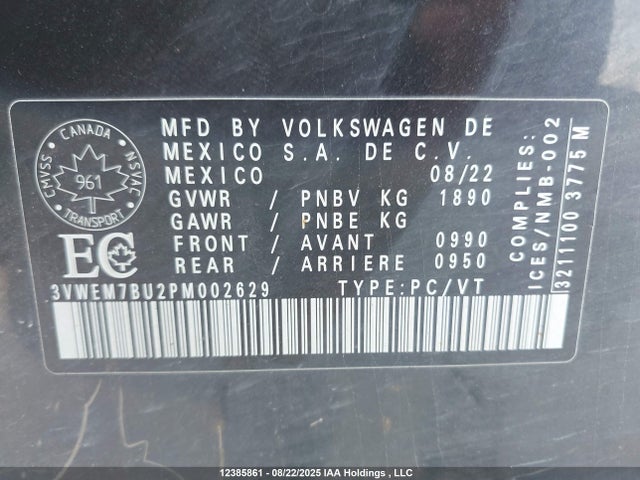 3VWEM7BU2PM002629 Volkswagen tsi