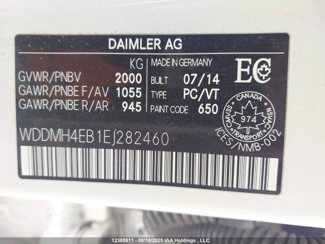 WDDMH4EB1EJ282460 Mercedes-Benz B-Class