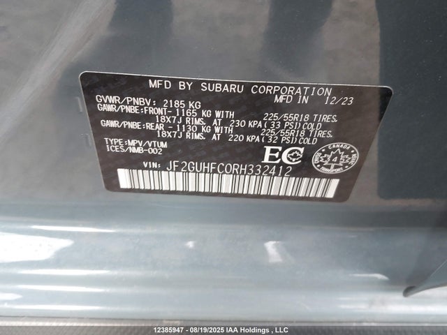 JF2GUHFC0RH332412 Subaru na
