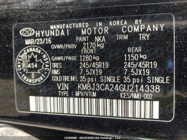 Hyundai 2016 2016 KM8J3CA24GU214338 Image 9