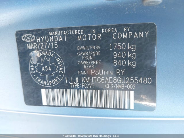Hyundai dohc t-gdi gamma 2016 KMHTC6AE8GU255480 Image 9