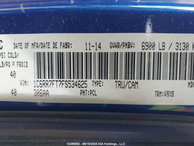 RAM 1500 2015 1C6RR7FT7FS534625 Image 9