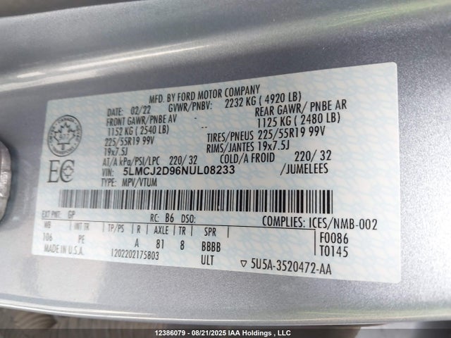 5LMCJ2D96NUL08233 Lincoln gtdi