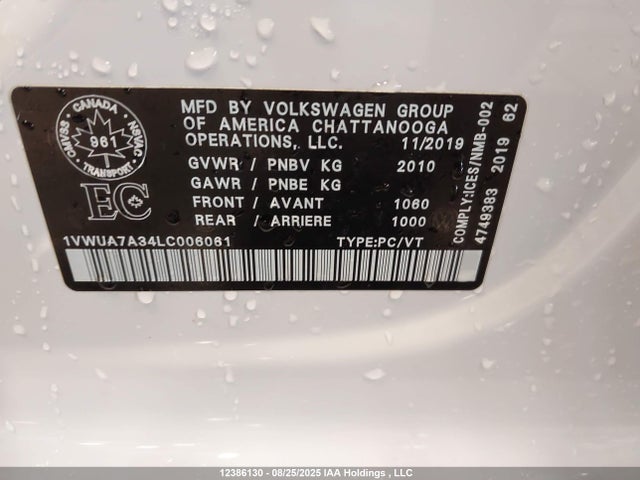 1VWUA7A34LC006061 Volkswagen Passat