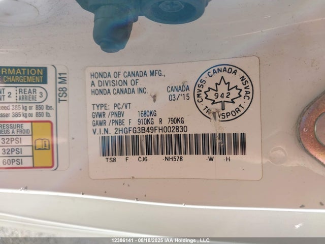 2HGFG3B49FH002830 Honda r18z1