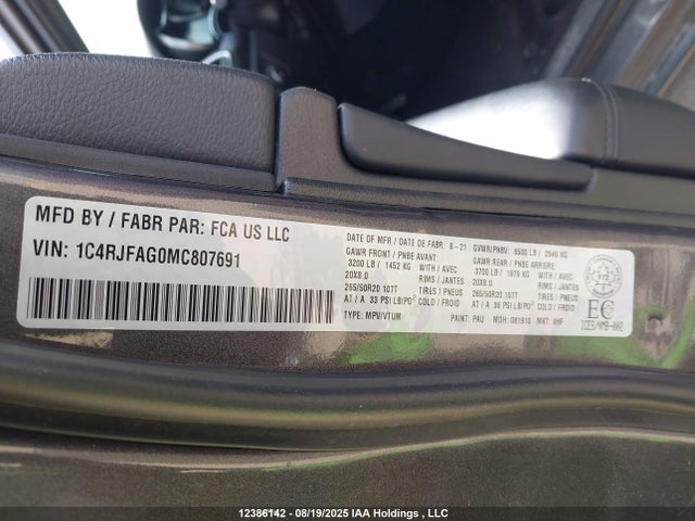 1C4RJFAG0MC807691 Jeep 2021