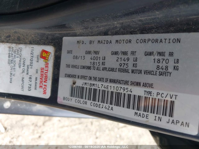 JM1BM1L74E1107954 Mazda pe
