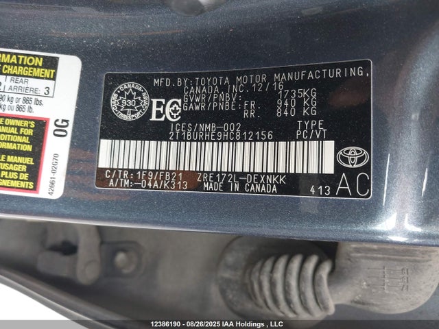 Toyota 2zr-fe 2017 2T1BURHE9HC812156 Image 19