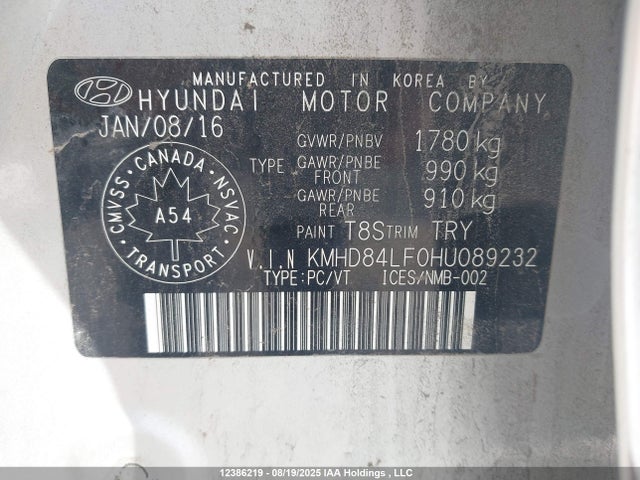KMHD84LF0HU089232 Hyundai Elantra