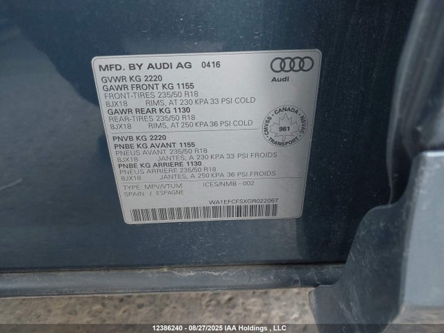 Audi 2.0t 2016 WA1EFCFSXGR022067 Image 18