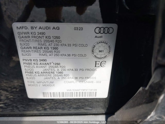 WA1EAAFY9P2118109 Audi 45 tfsi