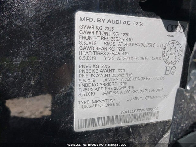 WA1EECF38R1098920 Audi 45 tfsi