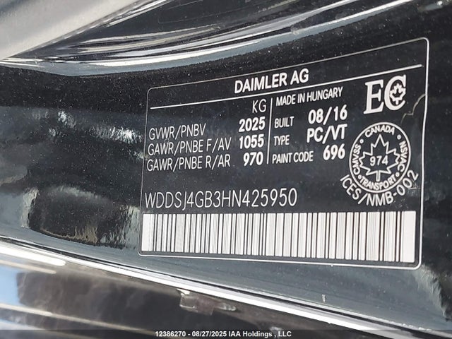 WDDSJ4GB3HN425950 Mercedes-Benz CLA-Class