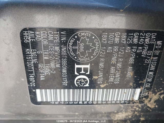 JN8BT3BB0NW331797 Nissan 2022