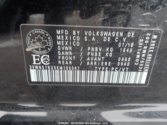3VWN57BU5KM150067 Volkswagen 1.4 tsi
