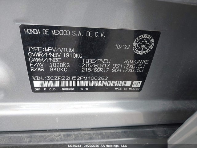 3CZRZ2H52PM106282 Honda k20z5