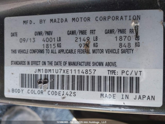 JM1BM1U7XE1114857 Mazda pe