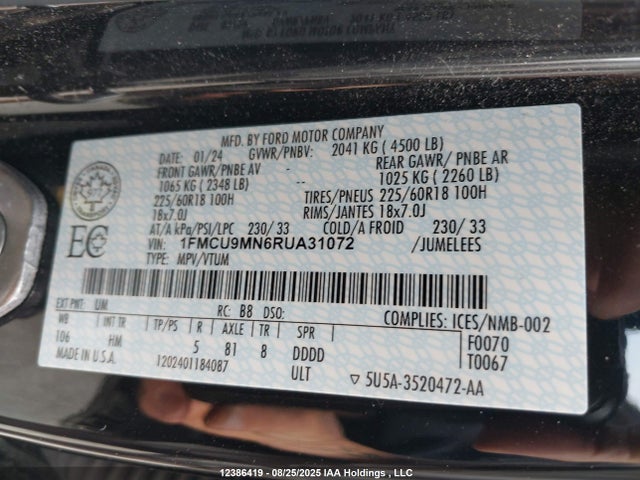 Ford dragon gtdi 2024 1FMCU9MN6RUA31072 Image 9