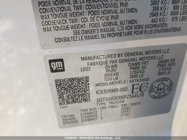 2023 Gmc Sierra K1500 Denali მანქანა იყიდება აუქციონზე, vin: 1GTUUGE8XPZ164178, აუქციონის ნომერი: 12386425