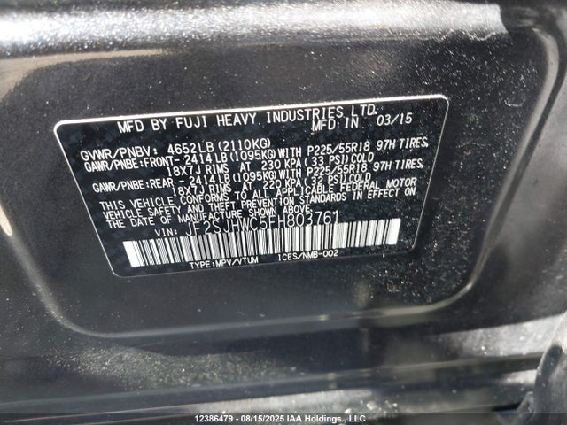 JF2SJHWC5FH803761 Subaru 2.0 turbo co
