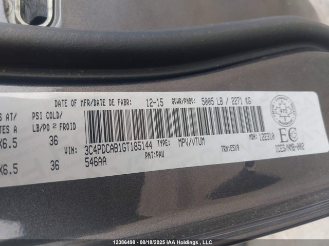 3C4PDCAB1GT185144 Dodge Journey