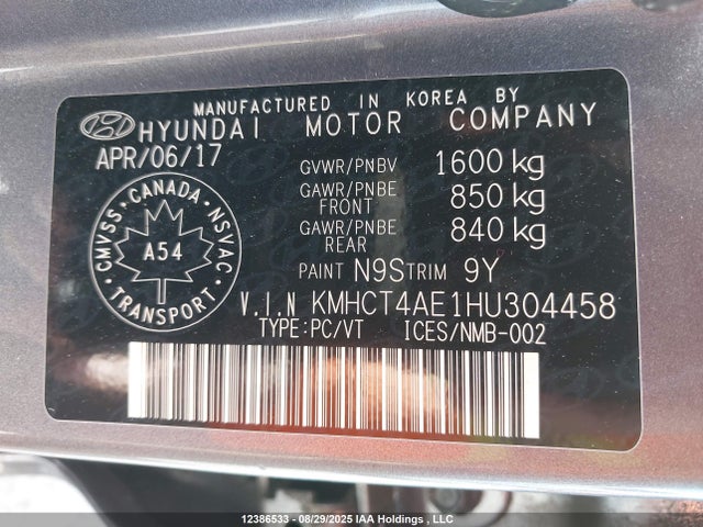 KMHCT4AE1HU304458 Hyundai Accent