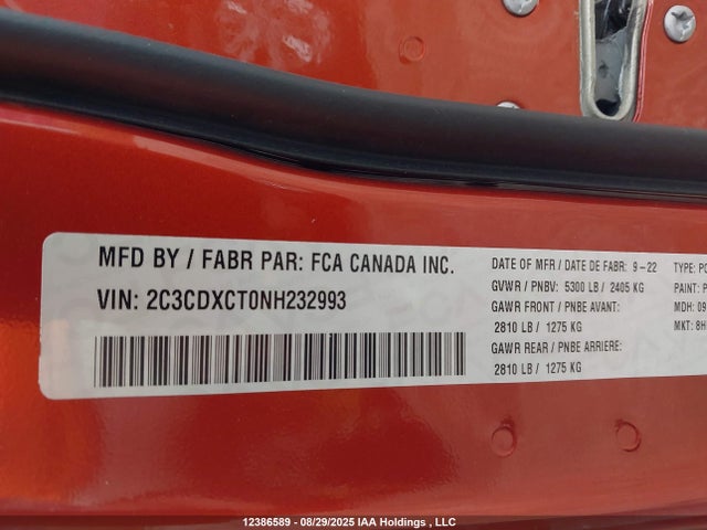Dodge 2022 2022 2C3CDXCT0NH232993 Image 9