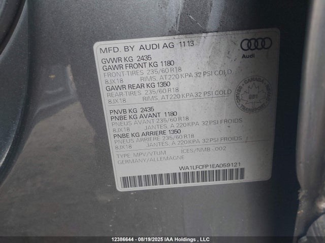 Audi 2.0t 2014 WA1LFCFP1EA059121 Image 9