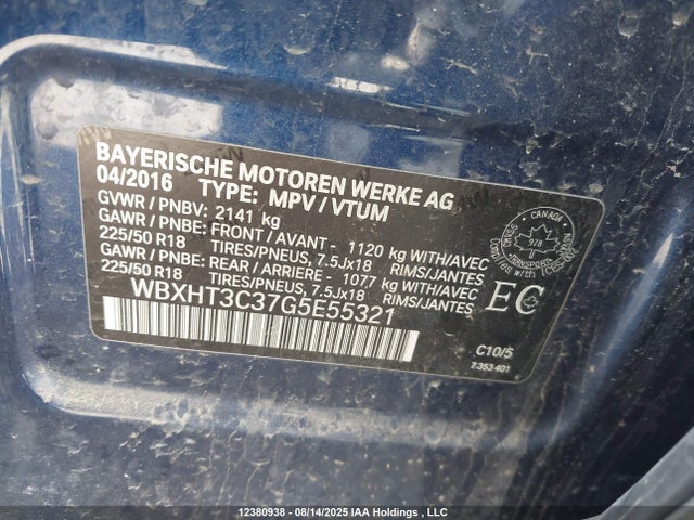 WBXHT3C37G5E55321 BMW X1